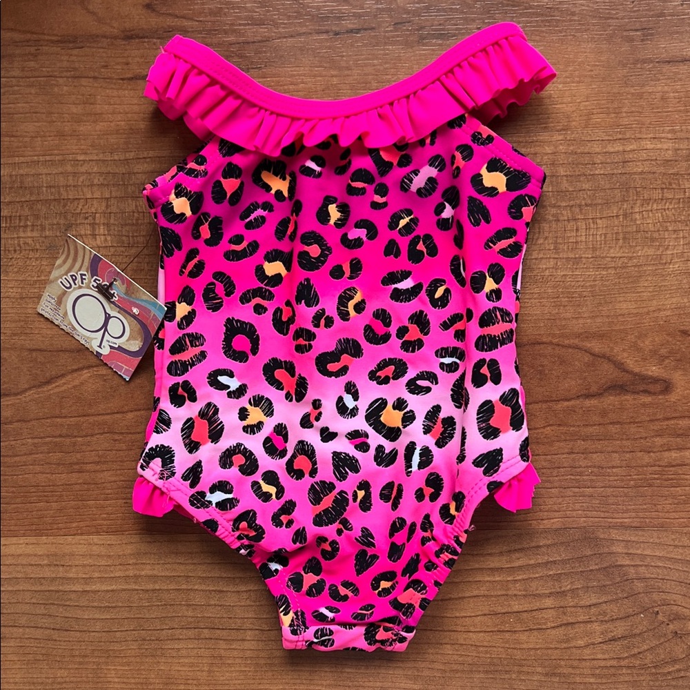 Pink Leopard Print Baby One-Piece Swimsuit